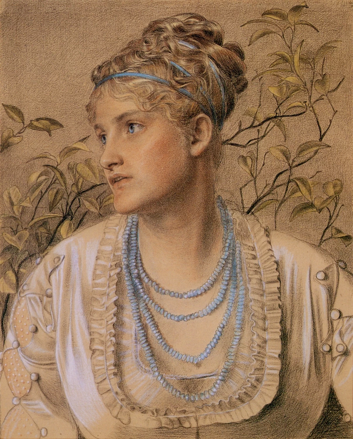 Frederick Sandys-72-Ritratto di Mary Sandys con collana